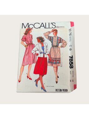 Vintage 1980s McCalls Sewing Pattern 7858 Misses Top Skirt Size 12 Bust 34 Uncut